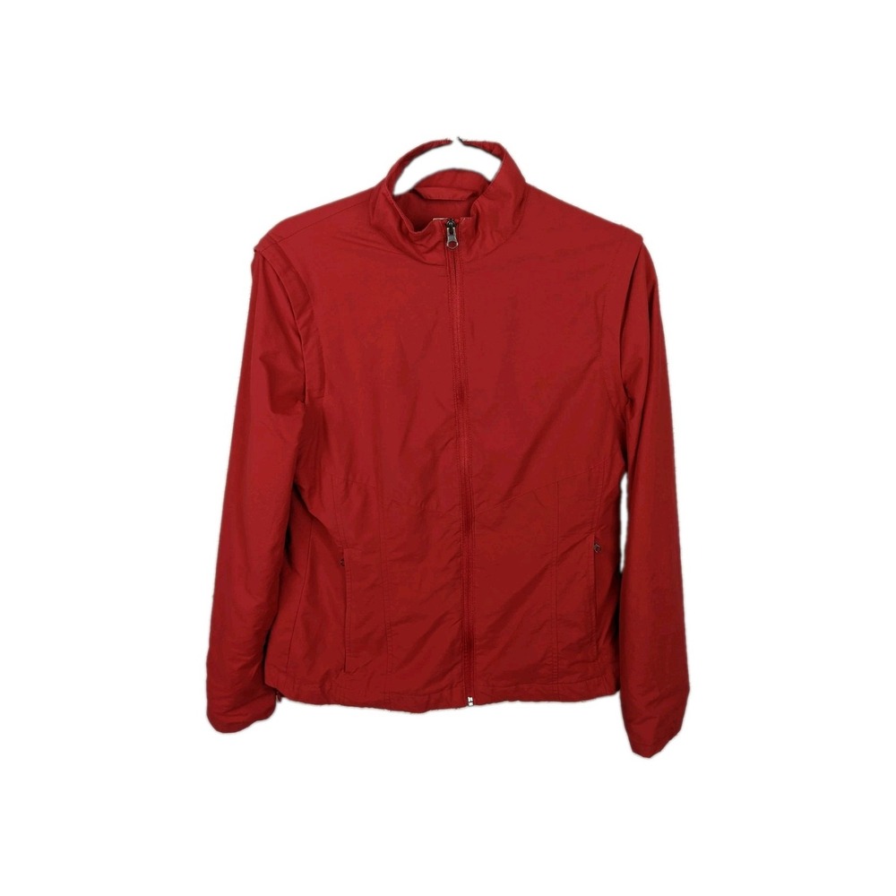SCOTTeVEST Sterling Jacket Womens M Red Convertible Zip Off Sleeve Travel Vest